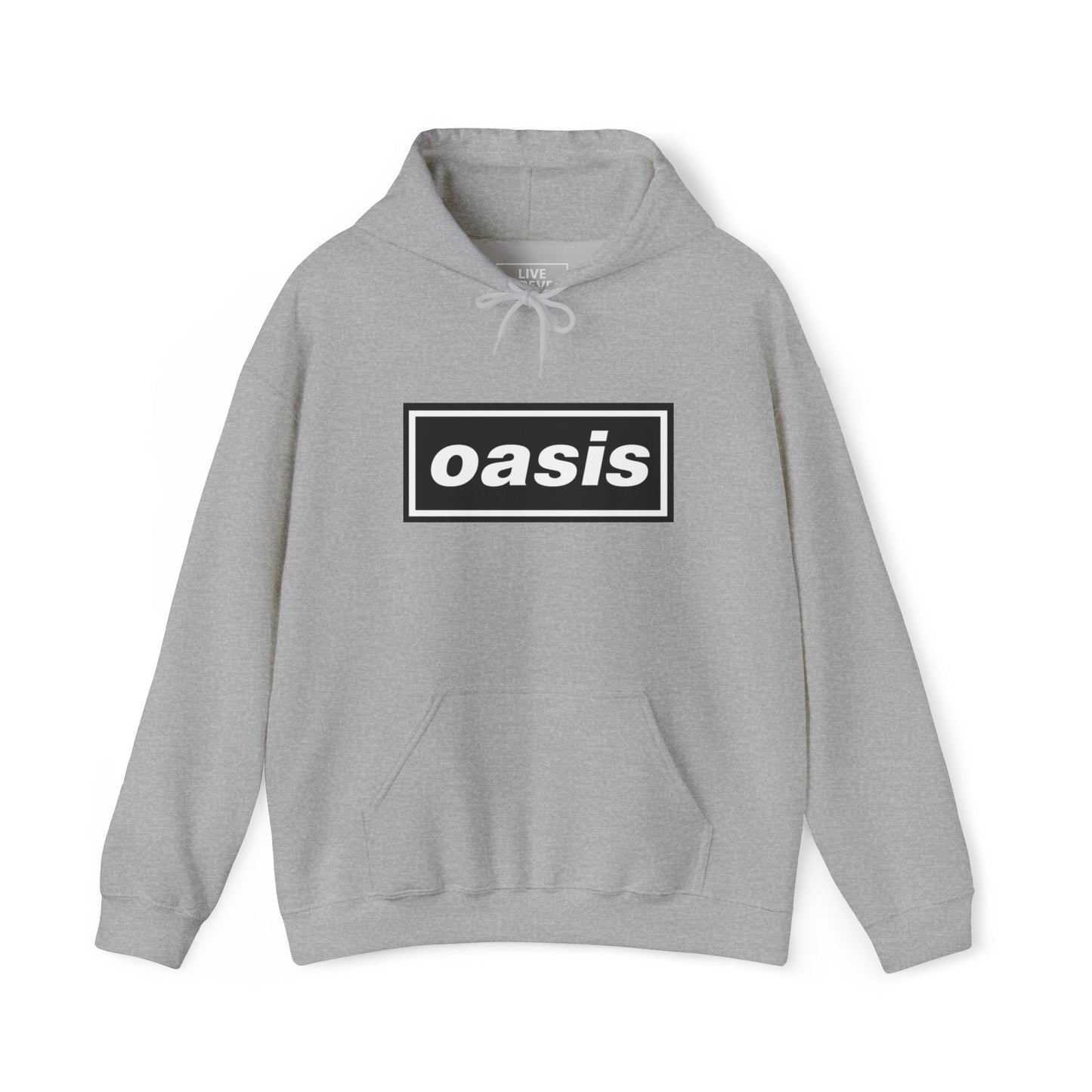 Oasis Logo Hoodie | Britpop 90s Band Pullover for Oasis Fans | Live Forever Threads