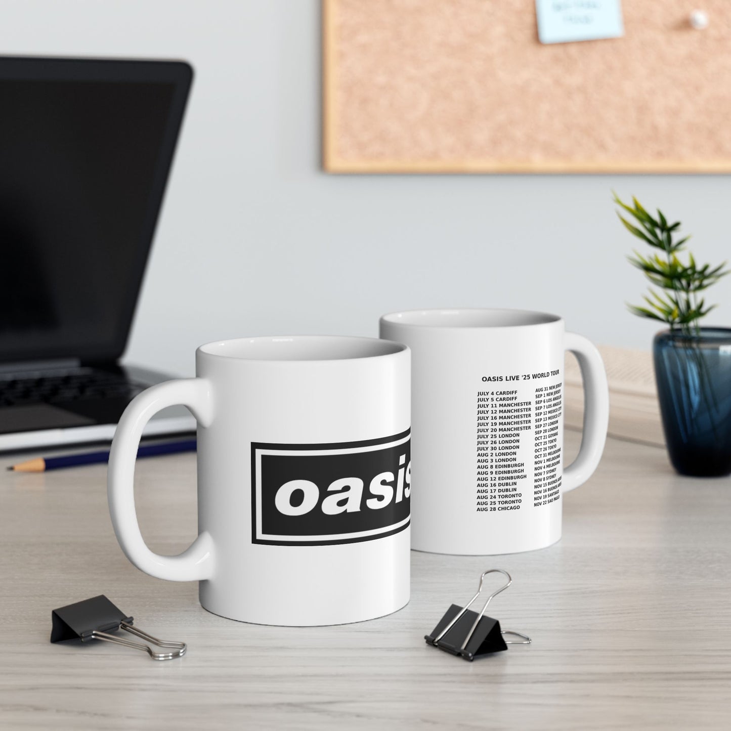 Oasis World Tour Mug | Limited Edition 2025 Concert Dates Coffee Cup
