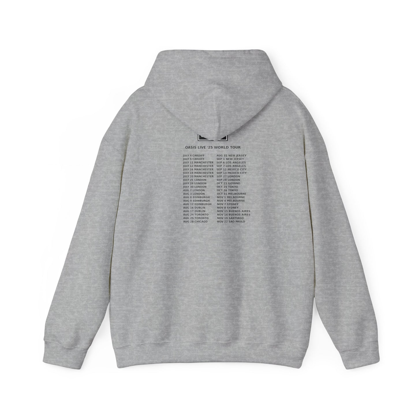 Oasis Live ’25 Tour Hoodie – Rock Band Graphic Sweatshirt with Tour Dates – Britpop Music Merch