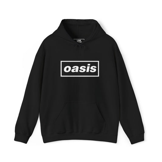 Oasis Logo Hoodie | Britpop 90s Band Pullover for Oasis Fans | Live Forever Threads