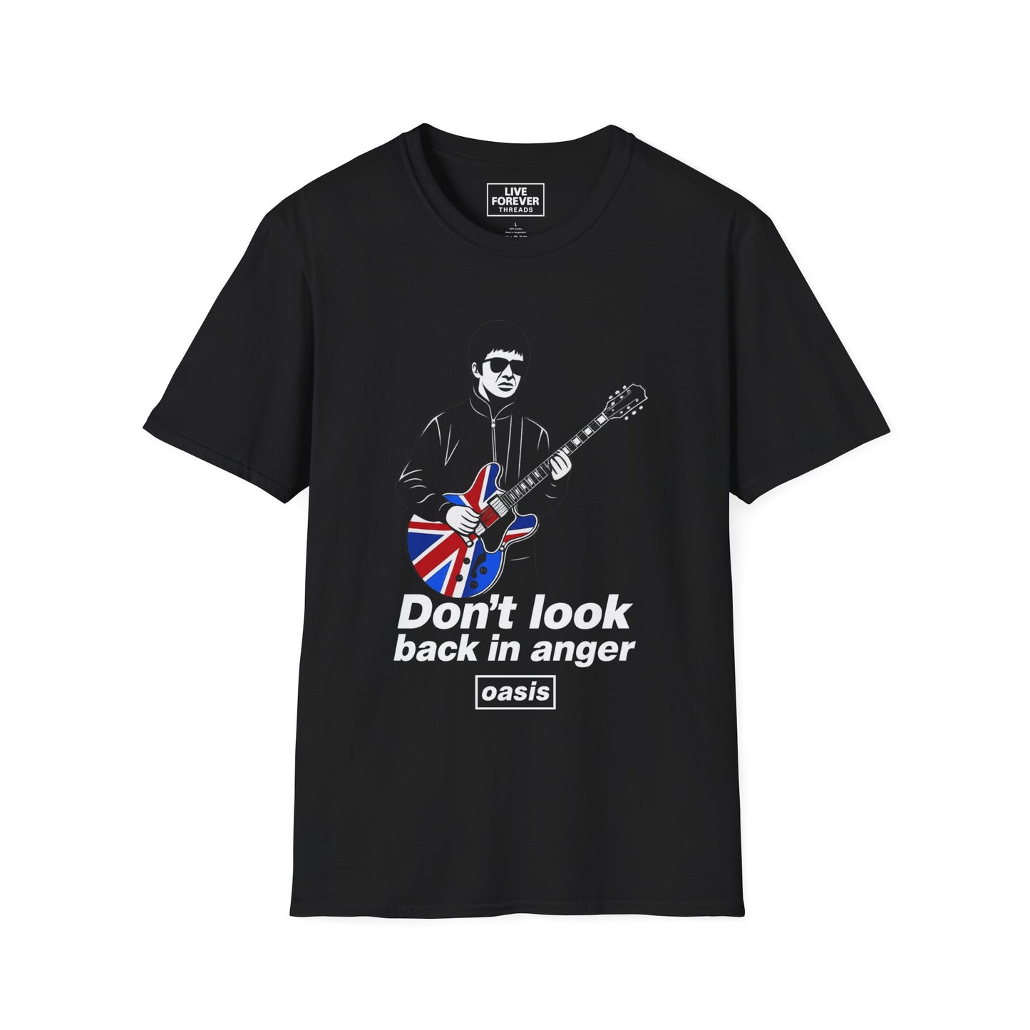 Oasis Inspired 'Don’t Look Back in Anger' – Noel Gallagher Union Jack Guitar T-Shirt