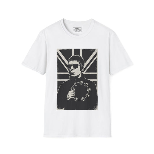 Liam Gallagher Union Jack T-Shirt – Oasis Britpop Icon Tambourine Tee | 90s Rock Band Fan Gift