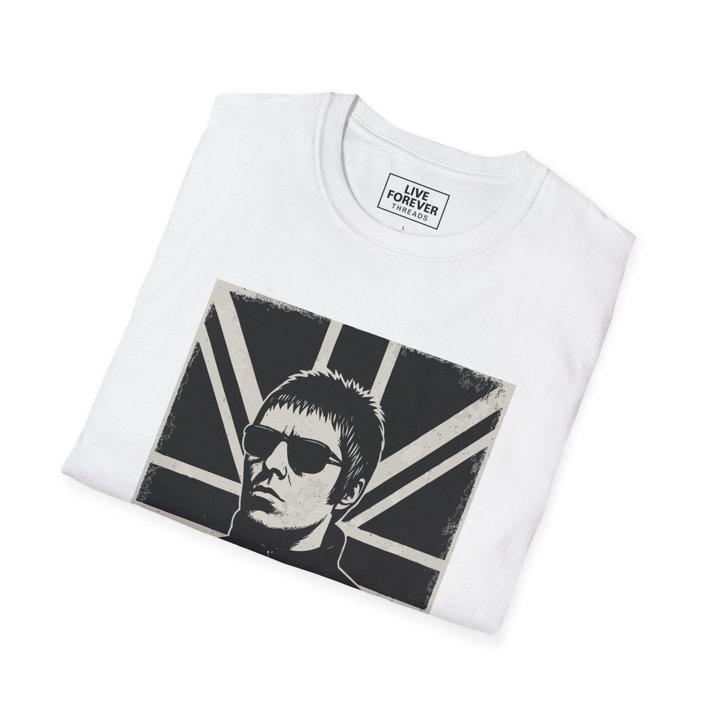 Liam Gallagher Union Jack T-Shirt – Oasis Britpop Icon Tambourine Tee | 90s Rock Band Fan Gift