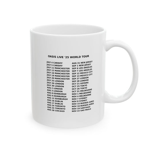 Oasis World Tour Mug | Limited Edition 2025 Concert Dates Coffee Cup