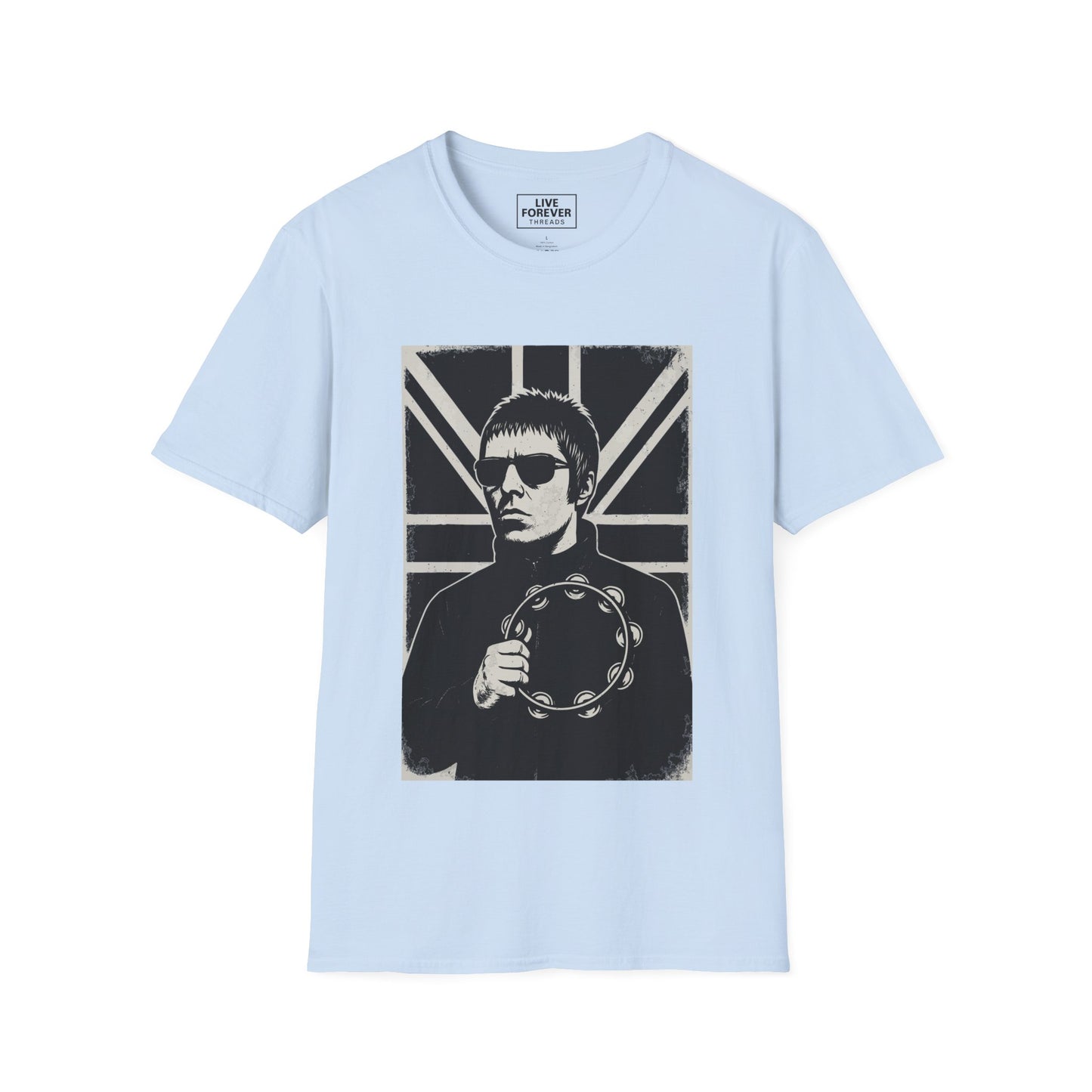 Liam Gallagher Union Jack T-Shirt – Oasis Britpop Icon Tambourine Tee | 90s Rock Band Fan Gift